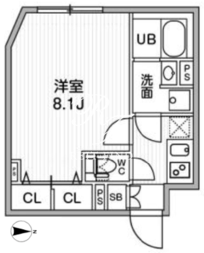 オルタナ祐天寺 204 間取り図
