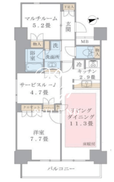 ブリリアイスト東雲キャナルコート 1304 間取り図