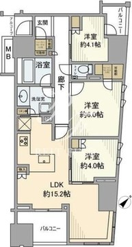 ザ・パークハウス日本橋大伝馬町 5階70.04㎡ 間取り図