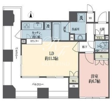 ルネ新宿御苑タワー 1506 間取り図