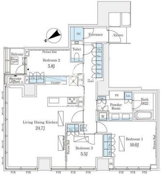 ザ・レジデンス六本木 803 間取り図