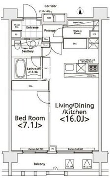  プライマル新宿若松町 1404 間取り図