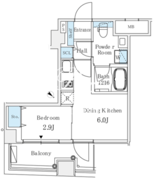 アイビーコート日本橋人形町 804 間取り図
