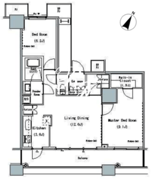 ザ東京タワーズミッドタワー 1802 間取り図