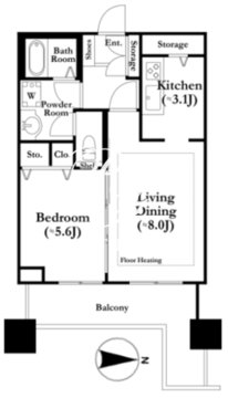 河田町ガーデン 1-2103 間取り図