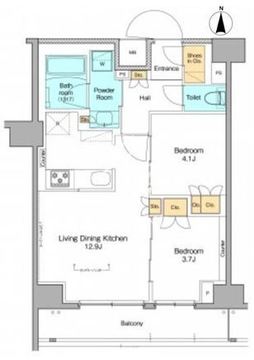 プラウドフラット菊川 203 間取り図