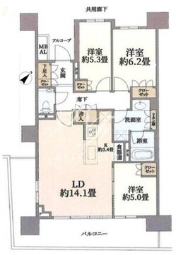 晴海フラッグ SUN-B-701 間取り図