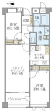 アパートメンツ東山 102 間取り図