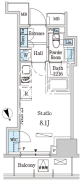 パークアクシス虎ノ門 802 間取り図