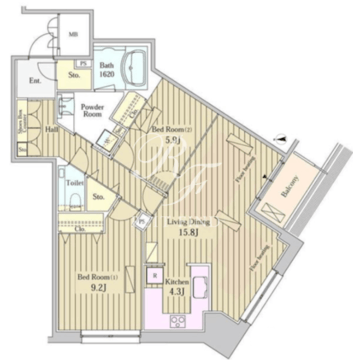 モメント汐留 1401 間取り図
