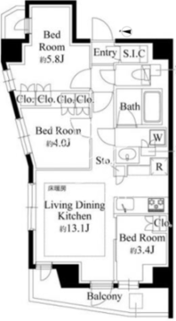 343レジデンス目黒1 601 間取り図