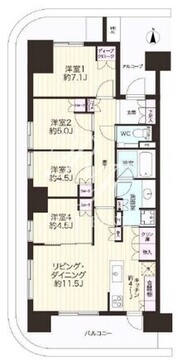 晴海フラッグ SUN-E-18階84.76㎡ 間取り図