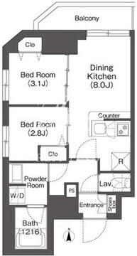 コンフォリア・リヴ西蒲田 1003 間取り図