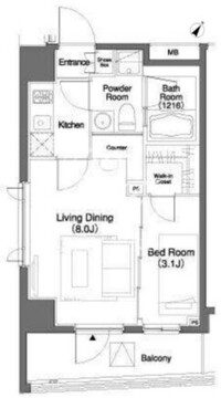 パークキューブ笹塚 1304 間取り図