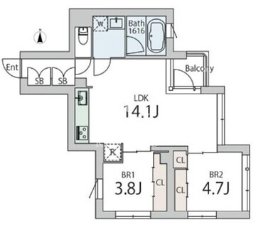 クラリティア文京本郷 202 間取り図