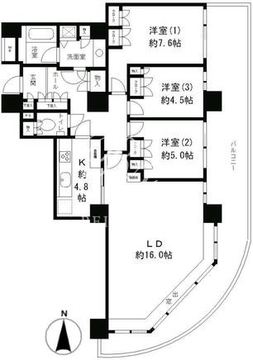 リバーポイントタワー 2204 間取り図