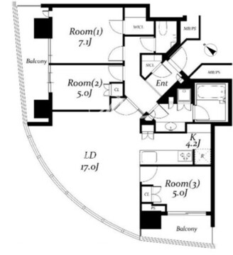パークコート赤坂檜町ザタワー 2203 間取り図