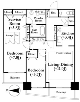 河田町ガーデン 1-613 間取り図