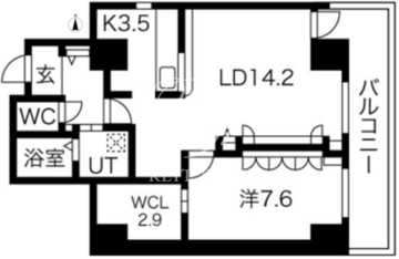 シティコート目黒 2-1107 間取り図