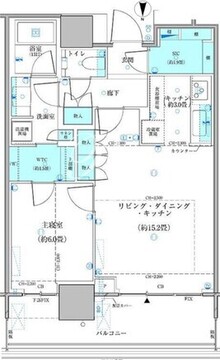 パークタワー勝どき M-2205 間取り図