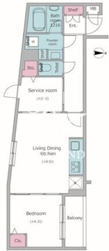 ドゥーエ梅屋敷 410 間取り図
