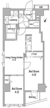 グランカーサ三ノ輪 1301 間取り図