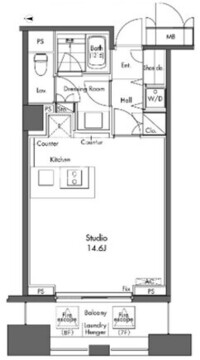 グラディート汐留ロッソ 714 間取り図