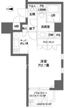 パークキューブ神田 701 間取り図