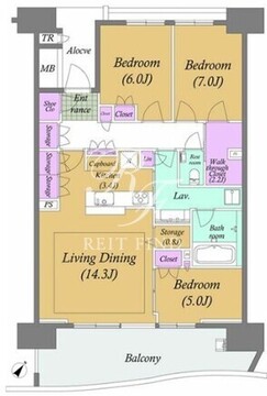 晴海フラッグ SEA-E-1302 間取り図