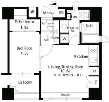 パークアクシス神楽坂ステージ 104 間取り図