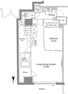 ザ・パークハビオ神楽坂香月 102 間取り図