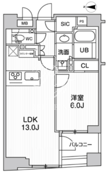 シーズンフラッツ日本橋人形町プレミア 502 間取り図