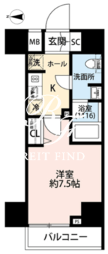 プレール・ドゥーク芝浦 404 間取り図