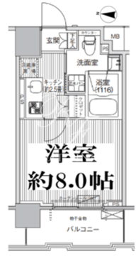 コスモグランス南品川 203 間取り図