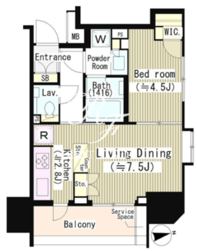 ザ・パークハウスアーバンス御成門 2階38.47㎡ 間取り図
