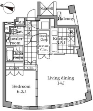レジディアタワー乃木坂 1403 間取り図