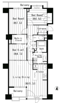 パークサイド・ウイングス 1203 間取り図