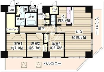 トレステージ目黒 1701 間取り図