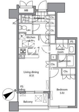 レジディア文京千石2 502 間取り図