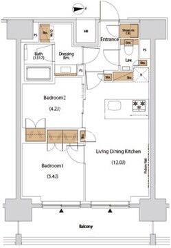 ザ・パークハビオ目白タワー 1705 間取り図