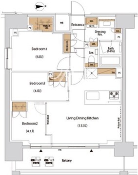 ザ・パークハビオ目白タワー 1704 間取り図