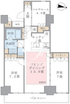 ブリリアイスト東雲キャナルコート 1020 間取り図