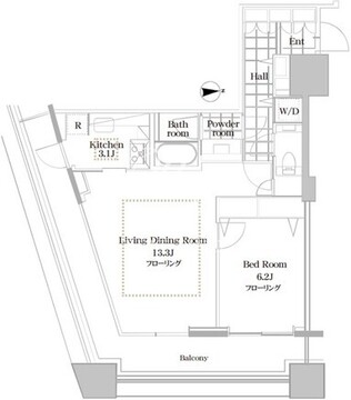 コンシェリア西新宿タワーズウエスト 2214 間取り図