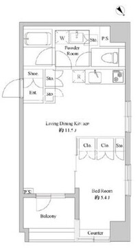 ドゥーエ日本橋浜町 204 間取り図