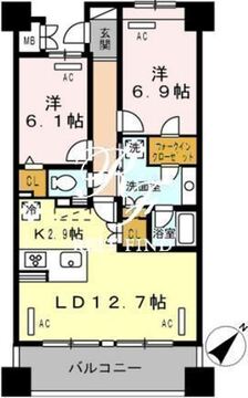 ロイヤルパークス豊洲 609 間取り図