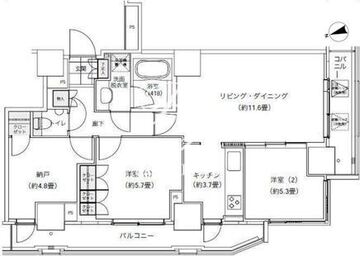 パークキューブ愛宕山タワー 702 間取り図