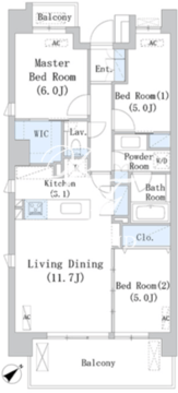 パークアクシス千川 401 間取り図