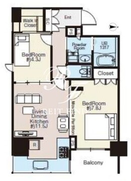 ライオンズフォーシア蔵前オアシス 1303 間取り図