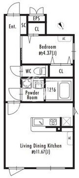 グランパセオ等々力 401 間取り図