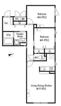 グランパセオ等々力 405 間取り図